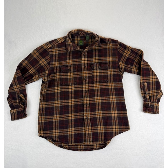 Timberland Other - Timberland Mens Brown Plaid Cotton Flannel Button Down Shirt Large L Long Sleeve